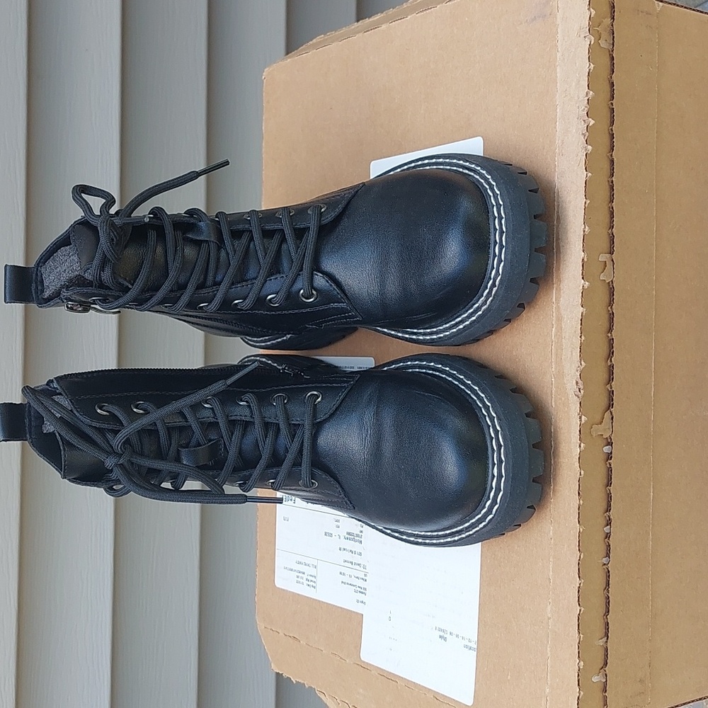 Faux Leather, Fleece lined Boyfriend Boots